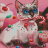 Kitten And Candy Diamond Painting