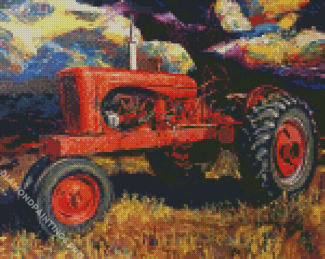 Old Red Tractor Diamond Painting