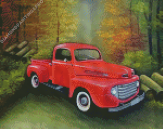 Red Vintage Truck Diamond Painting