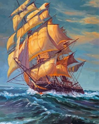 Tall Ship In The Ocean Diamond Painting