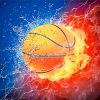 Basket Ball On Fire Diamond Painting