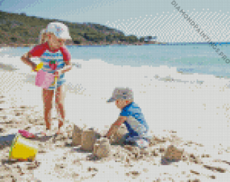Beach And Kids Diamond Painting