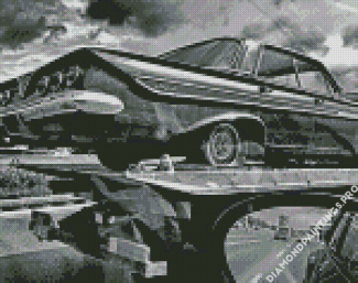 Black And White Classic Car On A Tow Truck Diamond Painting