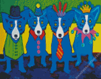 Blue Dog Animals Diamond Painting