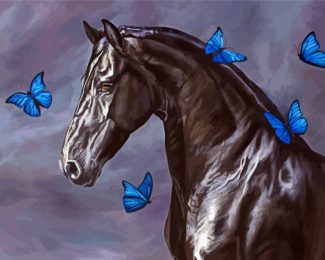 Butterflies And Horse Diamond Painting
