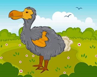 Cartoon Dodo Bird In Park Diamond Painting