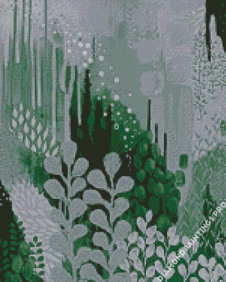 Green Abstract Plants Diamond Painting