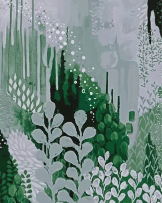 Green Abstract Plants Diamond Painting