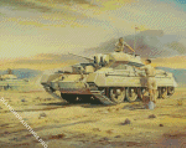 Military Tanks In The Desert War Diamond Painting