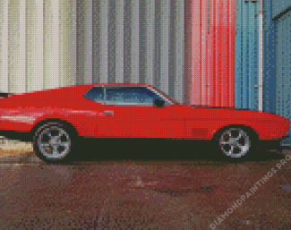 Red Classic 72 Mustang Diamond Painting