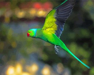 Rose Ringed Parakeet Bird Flying Diamond Painting