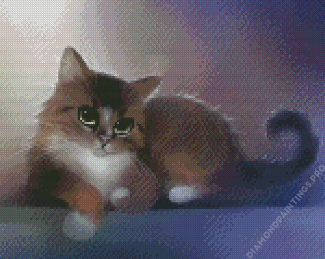 White Brown Cat Diamond Painting