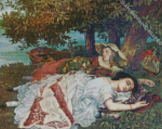 Young Ladies On The Banks Of The Seine Courbet Diamond Painting
