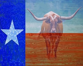 Aesthetic Texas Longhorn Flag Art Diamond Painting