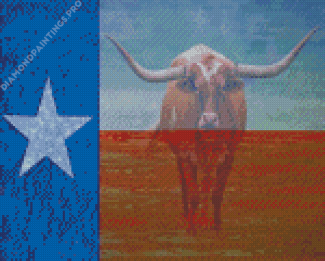 Aesthetic Texas Longhorn Flag Art Diamond Painting