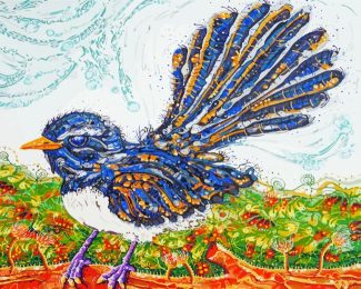 Aesthetic Willie Wagtail Bird Diamond Painting