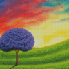 Aesthetic Purple Tree Illustration Diamond Painting