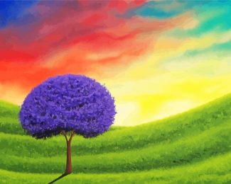 Aesthetic Purple Tree Illustration Diamond Painting