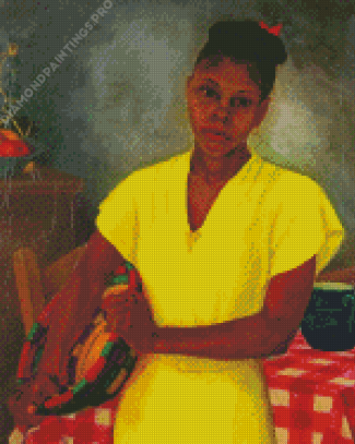 Black Girl In Yellow Dress Diamond Painting
