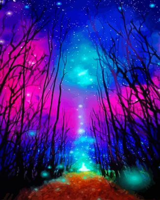 Colorful Trees Silhouette Diamond Painting