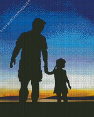 Father And Daughter Silhouette Diamond Painting