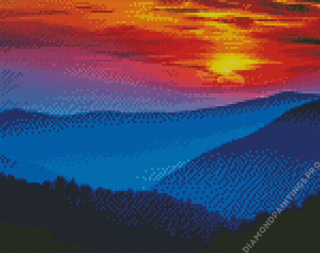 Smokey Mountains At Sunset Diamond Painting