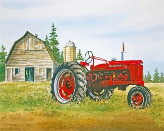 Tractor In Farm Diamond Painting