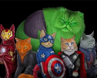 Avengers Superhero Cats Diamond Painting