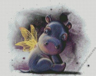 Baby Hippo Angel Diamond Painting