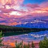 Beautiful Sunset In Two Jack Lake Diamond Painting