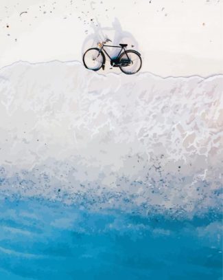 Bicycle On Beach Waves Diamond Painting
