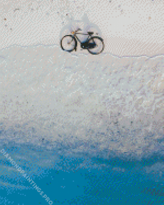 Bicycle On Beach Waves Diamond Painting