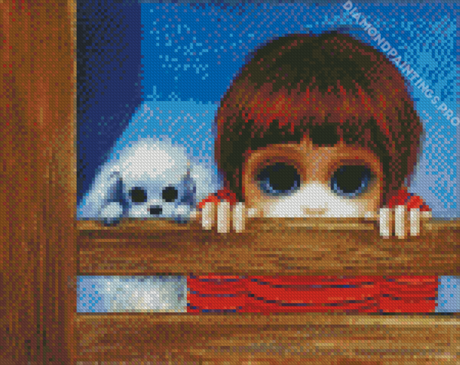 Boy And Poodle By Margaret Keane Diamond Painting