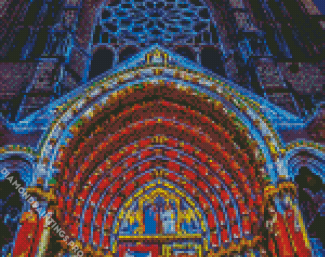 Chartres Cathedral Lights At Night Diamond Painting