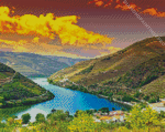 Douro Valley With Sunset View Diamond Painting