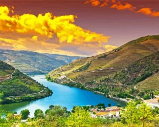 Douro Valley With Sunset View Diamond Painting
