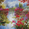 Flowers By The Lake Diamond Painting