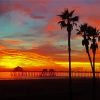 Huntington Beach Sunset Silhouette Diamond Painting