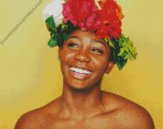 Laughing Woman With Flowering Head Diamond Painting