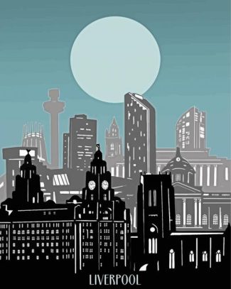 Liverpool Skyline Poster Art Diamond Painting