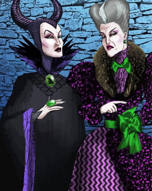 Maleficent And Lady Tremaine - 5D Diamond Painting - DiamondPaintings.Pro