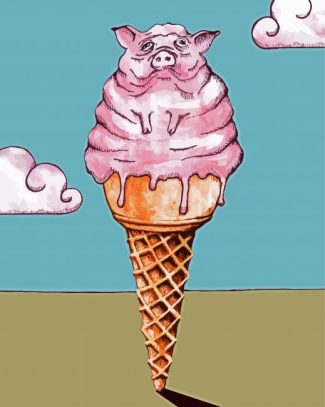 Melting Pig Ice Cream Diamond Painting