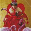 Queen Of Hearts And Flamingo Diamond Painting