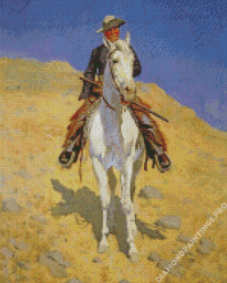 Self Portrait On A Horse By Frederic Remington Diamond Painting