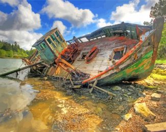 Ship Wrecked Diamond Painting