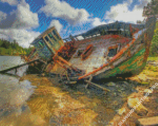 Ship Wrecked Diamond Painting