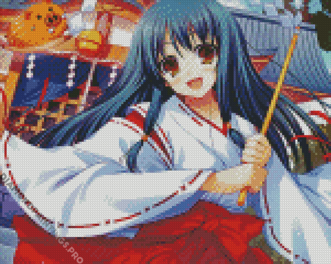 Aesthetic Miko Anime Diamond Painting