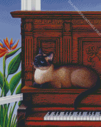 Aesthetic Cat And Piano Art Diamond Painting