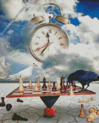 Aesthetic Clock And Chess Board Diamond Painting