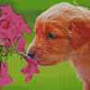 Cute Puppy And Plant Diamond Painting